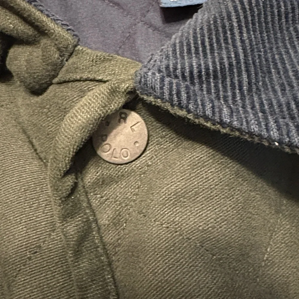 Polo Ralph Lauren Men's Quilted Chore Jacket L Green Navy Corduroy Collar Preppy